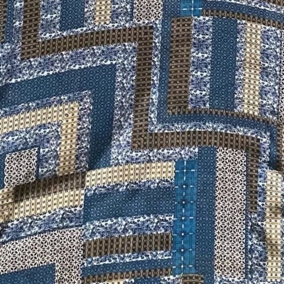 Like Mynded Blue Geometric Women's Partially Backless Maxi Dress Size S NWT - Picture 7 of 14